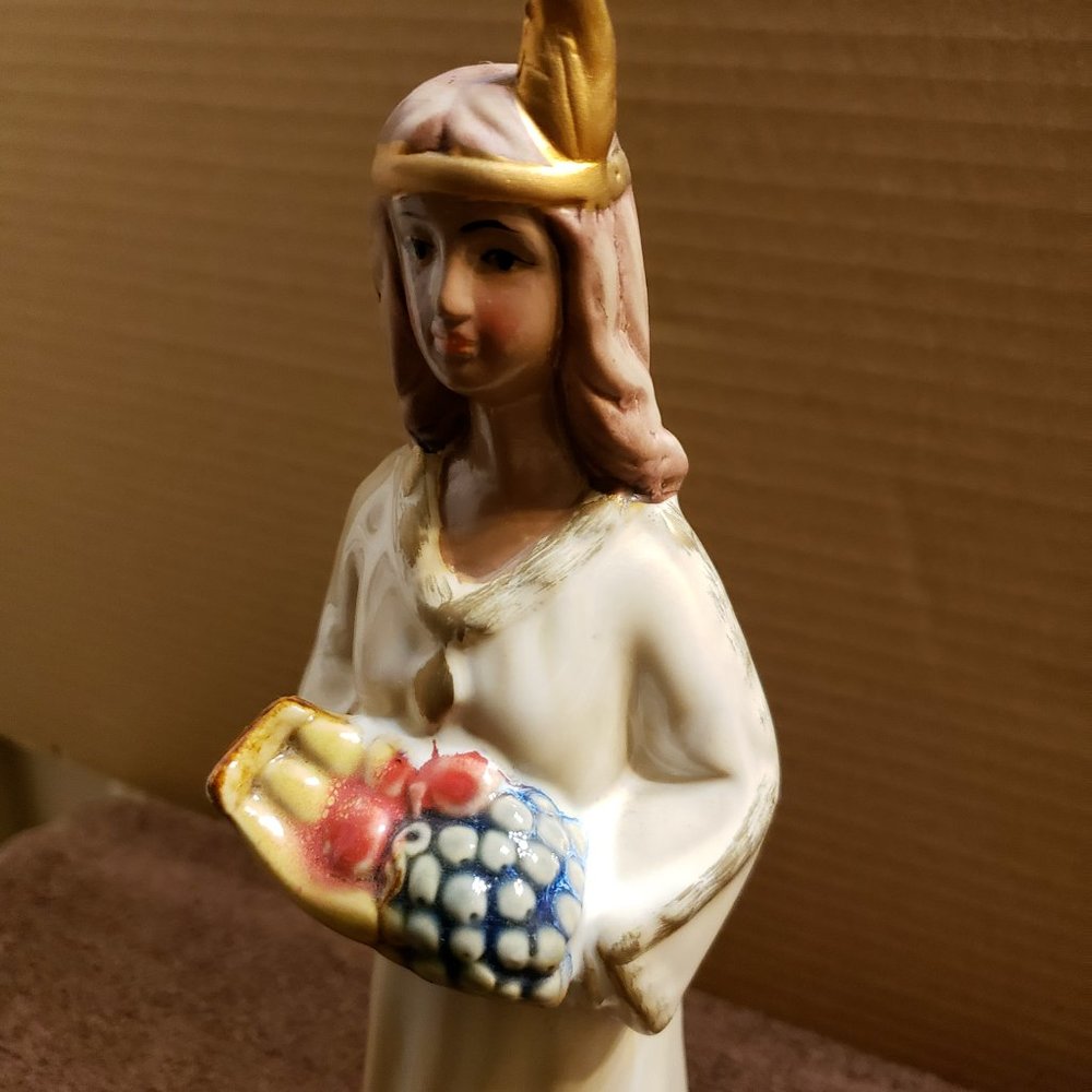 Ceramic Native American Indian Thanksgiving Figurine Statue - Picture 2 of 6